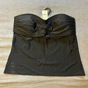 J Crew swimsuit top size L. Strap around neck cup support. Black. New with tags